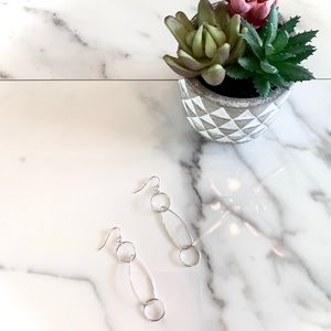 Long Modern linear hoop earrings teardrop